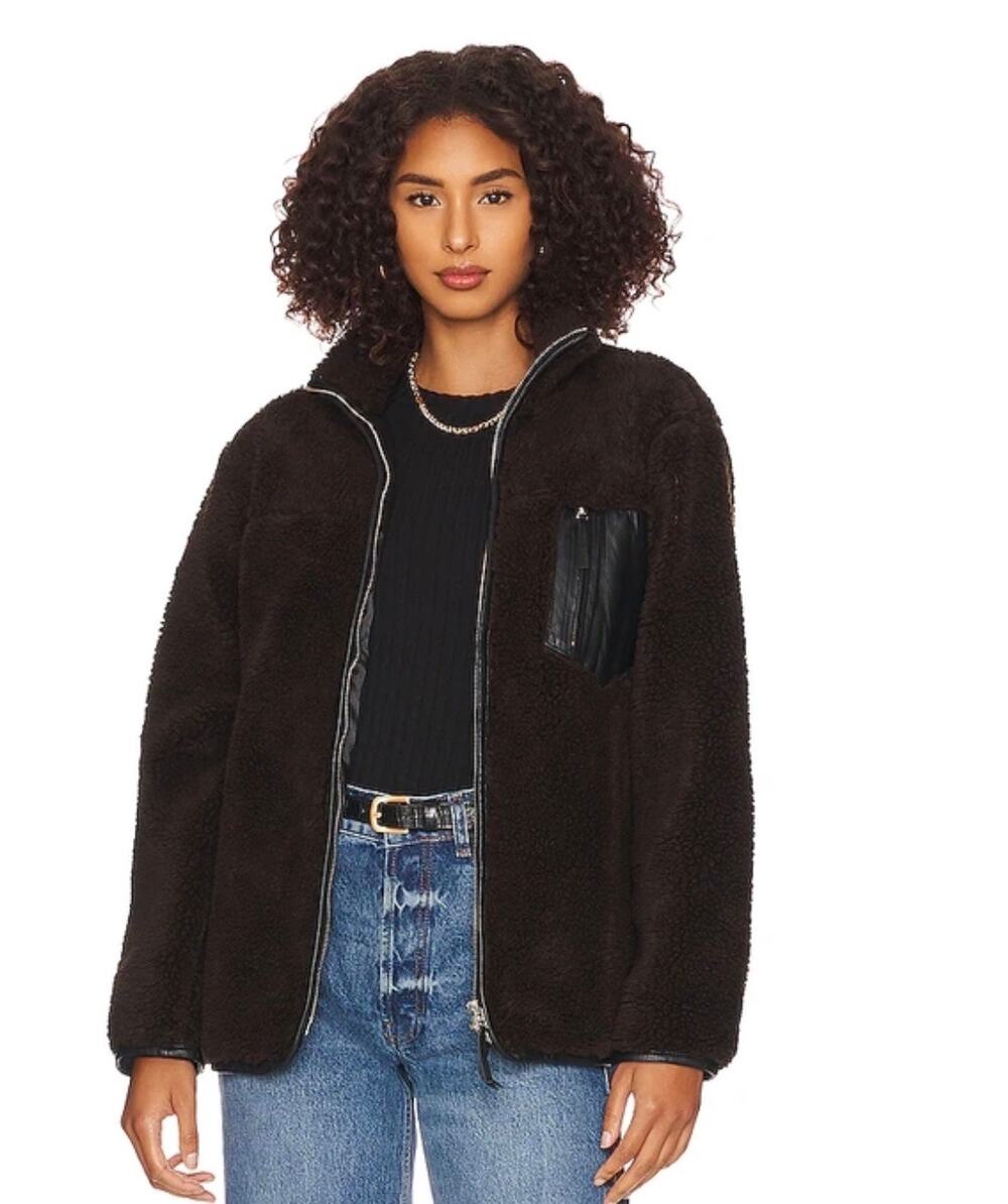 ANINE BING Ryder teddy fuzzy shacket Jacket In Brown size XS